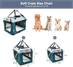 JESPET Soft Dog Crates Kennel for Pets, 3 Door Soft Sided Folding Travel Pet Carrier with Straps and Fleece Mat for Dogs, Cats (8-Teal Blue, Large(30" L x 21" W x 23" H))