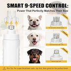 Quiet Dog Nail Grinder, 9-Speed Electric Pet Nail Trimmer with LED | Low noise, Safety sensor guard, 2 LED lights, USB rechargeable, Professional grooming, Sensitive paws, Dogs cats all breeds