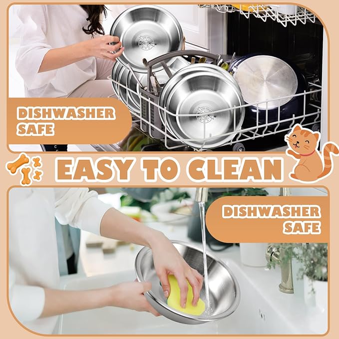 12Pcs Stainless Steel Cat Food Bowls, 5.5 Inch Shallow Cat Bowls | Replacement Whisker Fatigue Relief Cat Bowl, Cat Food Dish Bulk for Elevated Stand, Dishwasher Safe for Small Dogs and Cats