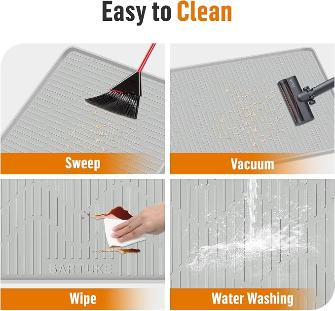 Silicone Cat Litter Box Mat 34"x 20" Extra Large Cat Rubber Mat | Cat Mat for Litter Box, Non-Slip, Waterproof Cat Litter Trapping Mat with Raised Edge, Kitty Litter Mat for Floor, Easy Clean
