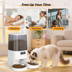 Automatic Cat Feeder with App Control, 5L Food Dispenser for 2 Cats, 2.4/5G WiFi, Dual Power, Programmable Portions, Anti-Jam & Fresh-Lock, Stainless Steel Bowls, Easy to Clean