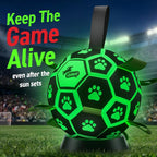QDAN Glow in The Dark Dog Toys, Dog Soccer Ball with Straps, Night Play Fun | Light Up Dog Balls for Large Dogs, Interactive Training Dog Tug Toys for Tug of War, 8 Inch, 30-90 lbs Puppy Ball, Dog Gifts