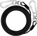 jenico Dog Tie Out Cable: 50ft Dog Lead for Yard - Heavy Duty Chain Leash Outside for Small Large Dogs Up to 500 lbs - Outdoor Runner Tether (Black)