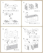 Feandrea Double Cat Litter Box Enclosure, Modern Litter Box Furniture Hidden for 2 Cats, Front Entry, Cat House, Side End Table, TV Stand, 59 x 19 x 19.5 Inches, Heather Griege UPCL010G01