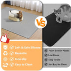 Silicone Cat Litter Mat 50" x 36" Cat Mat for Litter Box, Light Grey | Extra Large Cat Litter Trapping Mat for Floor, Waterproof, Non-Slip Kitty Litter Box Mat with Raised Edge, Easy to Clean