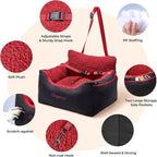 BurgeonNest Dog Car Seat for Small Dogs & Cats Under 25 lbs, Black red