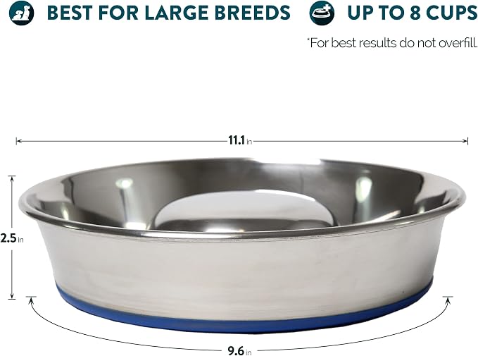 OurPet's Durapet Slow Feed Premium Stainless Steel Dog Bowl, Silver, Large (2040010302) | Helps pace rapid eaters, durable easy clean design, an alternative to snuffle mats for calmer mealtimes, a sturdy daily dish