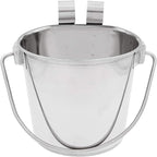 Fuzzy Puppy Flat Sided Pail with Dual Hooks, Snugly Fit On Dog, Cat and Critter Crates & Cages, Heavy Duty Stainless Steel | 1 Quart, (PN: FSP-1)