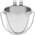 Flat Sided Pail with Dual Hooks, Snugly Fit On Dog, Cat and Critter Crates & Cages, Heavy Duty Stainless Steel | 6 Quart (PN: FSP-6)
