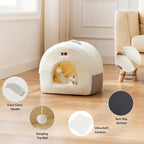 ZOMISIA 2in1 Cat Bed Cave for Indoor Cats & Small Dog, with Washable Pillow | 17 inch, Large Enclosed Cat Hideaway with Non-Slip Bottom, Cozy Dog Cave for Anxious Pets, Easy to Assemble, Removable Pillow