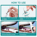 Dog Teeth Cleaning Kit Dog Plaque and Tartar Remover with LED Light 5 Adjustable Modes Electric Toothbrush Pet Teeth Cleaner for Dogs and Cats (Off-White)