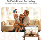 4K UHD Indoor Camera, 64G Built-in Storage No Subscription,Pet Camera Indoor with Phone App,Work as Baby Monitor/Cat/Dog Camera,360°Pan&Tilt,Two-Way Talk,Privacy Mode,AI Tracking/Detection