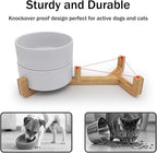 MateeyLife Ceramic Dog and Cat Bowls with Stand, 2-Pack Food and Water Bowl Set - Non-Slip Pet Bowls for Small & Medium Size Dogs，28.7OZ(White)