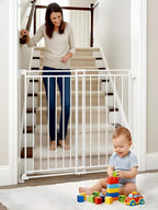 39" Extra Tall Baby&Dog Gate,32-54" Wide Hardware Mount Gate,White | Auto-Close design,Two-Way Swing, No Bottom Bar,Must Drill to Install