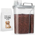 5-7LBS Airtight Dog Cat Food Storage Container with Upgraded Large Nozzle BPA-free, 4 Snap Seals Plastic Pet Food Storage Container with Handles are Easy to Clean and Carry- Light Gray