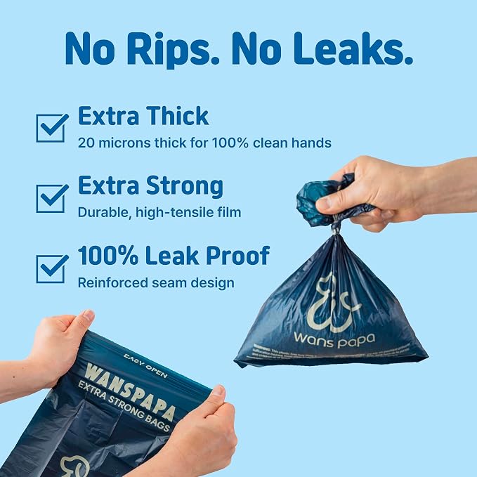 Dog Poop Bags, Activated Charcoal Odor Control, 20 Micron Extra Thick, Leak-Proof Pet Waste Bag Rolls for Dog Walking, 9x13" Poop Bag for Small to Large Dogs Doggy, 120 Count (8 Rolls)