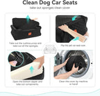 XIEEAOZEE Dog Car Seat for Large/Medium Dogs Up to 55 Lbs, Soft Fabric Car Dog Bed Filling Memory Foam, Removable and Washable Pet Booster Carseat with 2 Safety Leashes, Thick Cushion (Black)