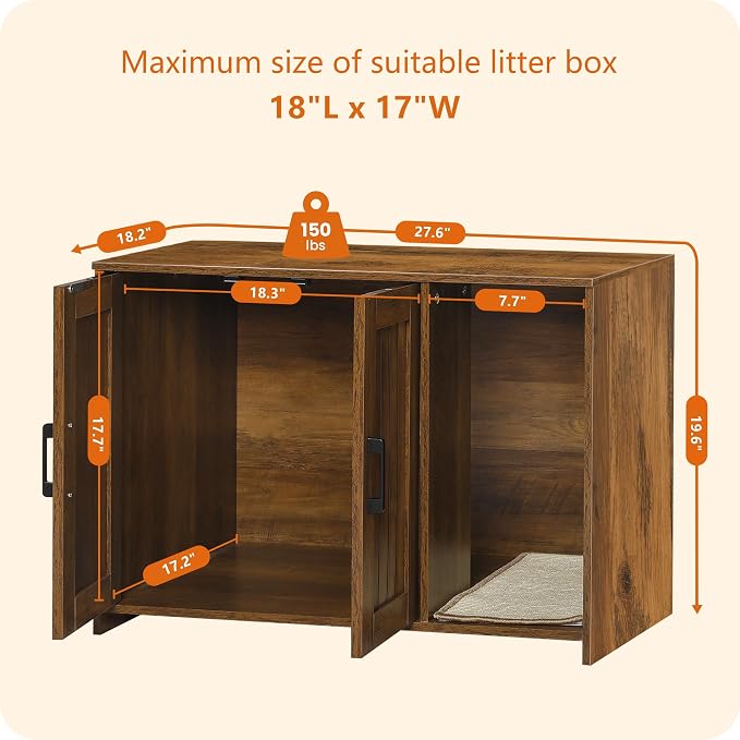 DWANTON Litter Box Enclosure, Wooden Cat Washroom Indoor, 27.6", 107TT