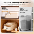 ZOMISIA 20-30lbs First-in, First-out Collapsible Dog Food Storage Container | FIFO System Easy Dispense Base for Freshness, Cat Food Storage Containers with Transparent Lid and Scoop
