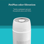 Homedics 5-in-1 PetPlus UV-C Air Purifier, HEPA Filter for 266 Sq Ft Room | Air Purifiers for Pets, Bedroom, and Home with Essential Oil Pads and Built-In Timer, 3 Speed Settings, White