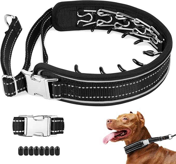 Mayerzon Prong Collar for Large Medium Dogs with Metal Buckle | No Pull Pinch Collar with Hidden Covered Walking Training for Pitbull German Shepherd Doberman Patented