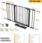 Cumbor Pack of 2 Baby Gate for Stairs, 29.7–48" Pressure Mounted Dog Gate for Doorways, Auto Close Safety Pet Gate Indoor, Easy Walk Thru Wide Child Gate, Black, Mom's Choice Award Winner