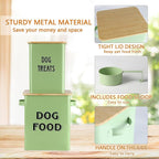Morezi Dog Food Storage Container Farmhouse Pet Food Treats Bin with Lid and Scoop, Perfect Sturdy Canister Tins for Kitchen Countertop, Shelf, Great Gift for Pet Owners - Dog Food - Green
