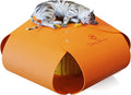 Cat Tunnel, Cat Cave for Indoor Cats Bed,Scratch Resistant Cat Toys for Medium Large Cats Hide and Seek Toy (Amber Orange)