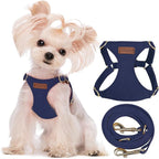 Puppytie XXS Dog Harness and Leash Set, Navy, XXS (2.2–6 lbs) | Puppy Harness for Small Dogs, Teacup and Yorkie Harness, Soft Lightweight and Adjustable, XXS Dog Harness for Daily Walks
