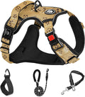 NESTROAD No Pull Dog Harness,Adjustable Oxford Dog Vest Harness with Leash,Reflective No-Choke Pet Harness with Easy Control Soft Handle for Large Dogs(X-Large,Light Brown)