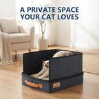 MORAIS Portable Travel Litter Box for Cats, 17.7"×13.5"×11" Collapsible Cat Litter Box with Lid, Leak-Proof Cat Litter Pan for Car Hotel Airplane, Waterproof & Easy to Carry- Black