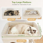 Globlazer F66 Corner Cat Tree, 66in Multi-Level Climbing Tower, Beige | Kitty Condos Cat Scratching Tower for Indoor Multiple Cats with Large Platform, 3 Cat Caves, Hanging Basket