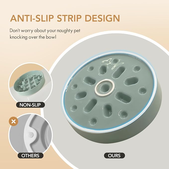 Havniva Slow Feeder Dog Bowls, Ceramic Dog Bowl Slow Feeder for Fast Eater | 1.6 Cups Puzzle Dog Food Bowl, Slow Feeding Bowls for Medium Dogs, Non-Slip Rubber Base, Anti-Choking