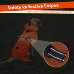 BRKURLEG Dog Raincoat, Waterproof Rain Jacket with Hood, Orange, XXXL | Adjustable Windproof Rainproof Jacket with Leash Hole, Reflective Breathable Rain Coat Poncho, for Small to Large Dogs