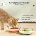 Selamica Ceramic Cat Bowls Set of 4, Cat Food Bowl Whisker Friendly, 5.6 Inch Shallow Wide Kitten Plates for Food and Water, Dishwasher Safe, Gradient Colors
