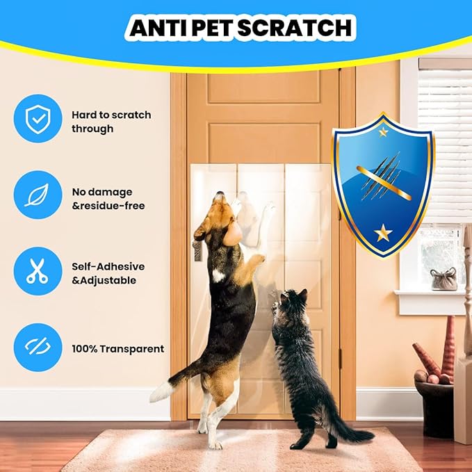 Cat Scratch Furniture Protector: Cat Anti Scratch Tape - Door Protector from Dog Scratching - Clear Training Self Adhesive Tape for Carpet, Sofa, Couch, Door (118in x 11.8in)