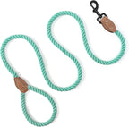 Mile High Life Dog Leash Braided Cotton Rope with Leather-Reinforced Ends | Rust-proof 360° swivel clasp, Heavy-duty for medium/large breeds. Great for weddings, daily walks (4 FT, 1/2", Green)