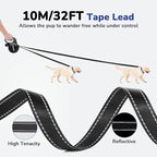 32ft Retractable Dog Leash with Reflective Strips, One-Button Control & Sturdiness Nylon Material, Long Leash Retractable with Poop Bag Holder for Medium Large Dog