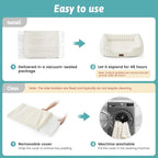 Orthopedic Dog Bed for Small Dogs & Cats - Washable Rectangle Pet Bed with Anti-Slip Bottom, Soft Calming Cat & Puppy Bed for Indoor Pets (25"x21"x6", Cream)