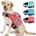 Kuoser Reflective Dog Life Jacket, Dog Life Vest for Swimming Boating | Adjustable Pet Lifejackets, High Flotation Doggie Swimsuit with Rescue Handle for Small Medium Large Dogs