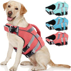 Kuoser Reflective Dog Life Jacket, Dog Life Vest for Swimming Boating | Adjustable Pet Lifejackets, High Flotation Doggie Swimsuit with Rescue Handle for Small Medium Large Dogs