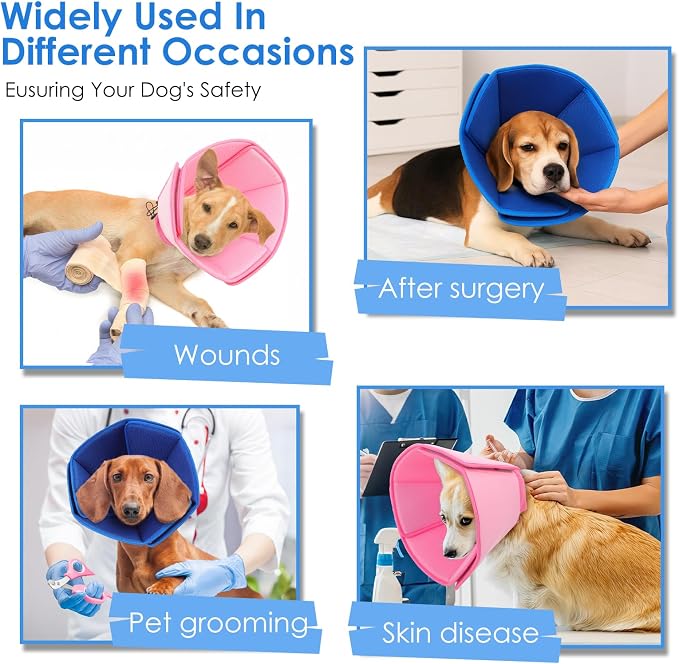 AOFITEE Dog Cones for Medium Dogs, Soft Dog Cone Collar After Surgery, Adjustable Cone for Dogs to Stop Licking, Breathable Pet E-Collar Alternative for Wound Healing(Blue,Medium)