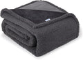 Waterproof Dog Blanket for Large Dogs - Reversible Washable Pet Blanket, Soft Sherpa Fleece Furniture Protector, Cat Throw Bed Couch, Grey, 60"x80"