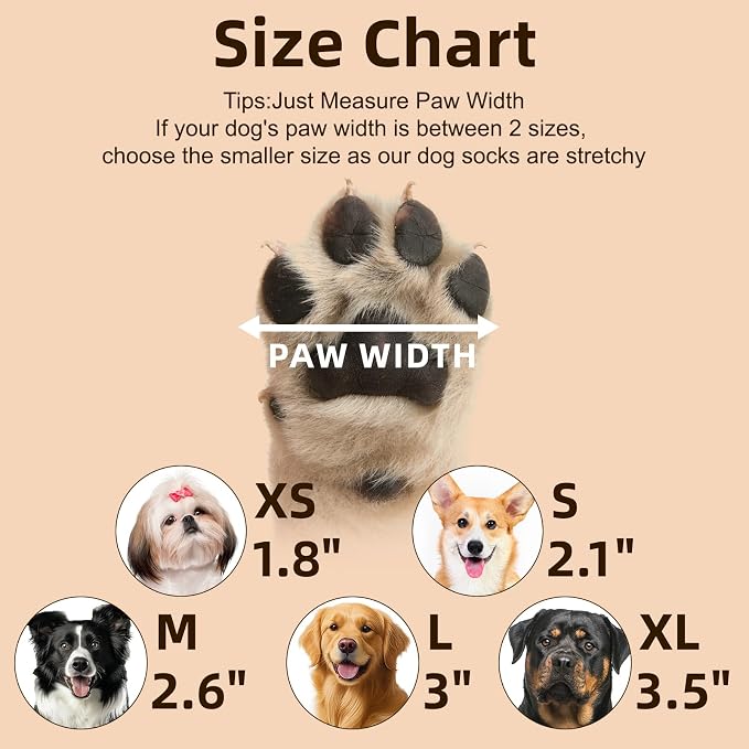 Dog Socks Shoes for Hot Pavement to Prevent Licking Paws, Summer Anti Slip Pet Booties with Grip Traction Control for Hardwood Floors, Grippy Boots & Paw Protectors for Small Medium Large Senior Dogs