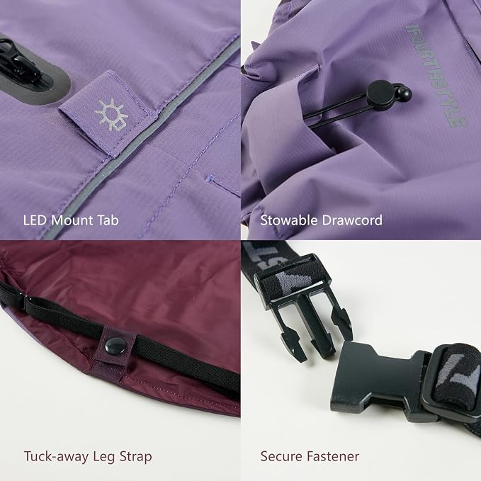 Waterproof Dog Raincoat with Reflective Lightweight Outdoor Dog Rain Jacket (Back Length 40cm, Purple