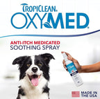 TropiClean OxyMed Hot Spot Treatment for Dogs, Medicated Dog Itching Skin Relief Spray, Anti-Itch Spray Quickly Soothes Skin Irriration, Alleviate Scratching, Chewing & Licking, Safe for Cats, 8oz