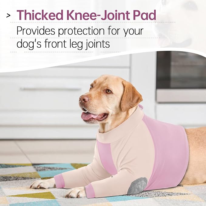 Lelepet Dog Recovery Suit for Front Legs, Dog Sleeve to Stop Licking M | Elbow Protector for Leg Injuries Shoulder Wounds After Surgery Male Female,Zippered Long-Sleeved Shirt Cone Alternative S-3XL