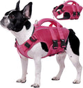 Kuoser Dog Life Jacket, High Flotation Reflective Dog Life Vest, Rose, S | Adjustable Dog Lifejackets for Small Medium Large Dogs, Lifevest with Rescue Handle for Swimming, Boating, Lake, Beach & Pool