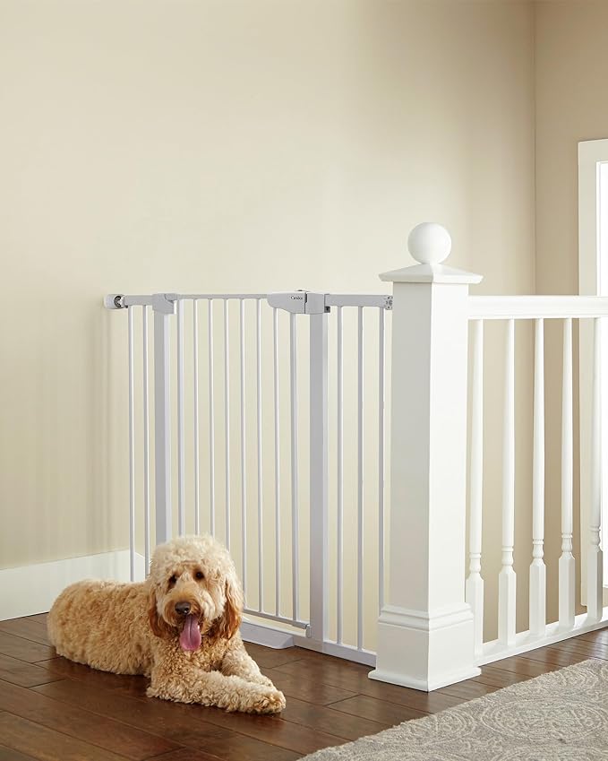 Cumbor 36" Extra Tall Baby Gate for Dogs and Kids with Wide 2-Way Door, 30"- 46" Width, and Auto Close Personal Safety for Babies and Pets, Fits Doorways, Stairs, and Entryways, White