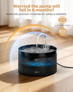 Cat Water Fountain Pet Fountain: 67oz/2L Cat Water Dispenser - Black Pet Dispenser - Faucet Dog Bowl - with 6 Filters + 3 Sponges - GIOTOHUN